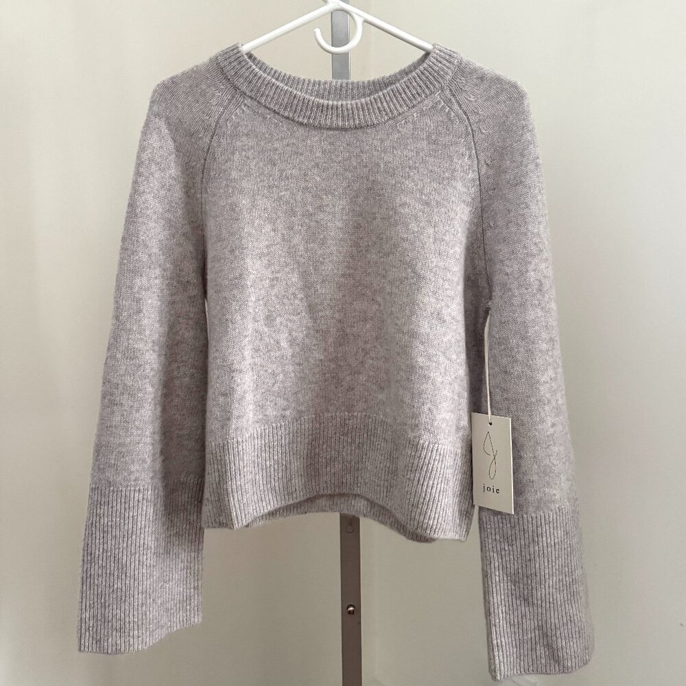 JOIE 100% 3-PLY Cashmere Crew Neck Gray Sweater Women Sz S NWT